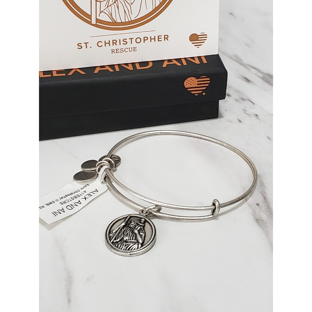 NEW ALEX And ANI Saint Christopher Silver Expandable Bracelet st religious gift